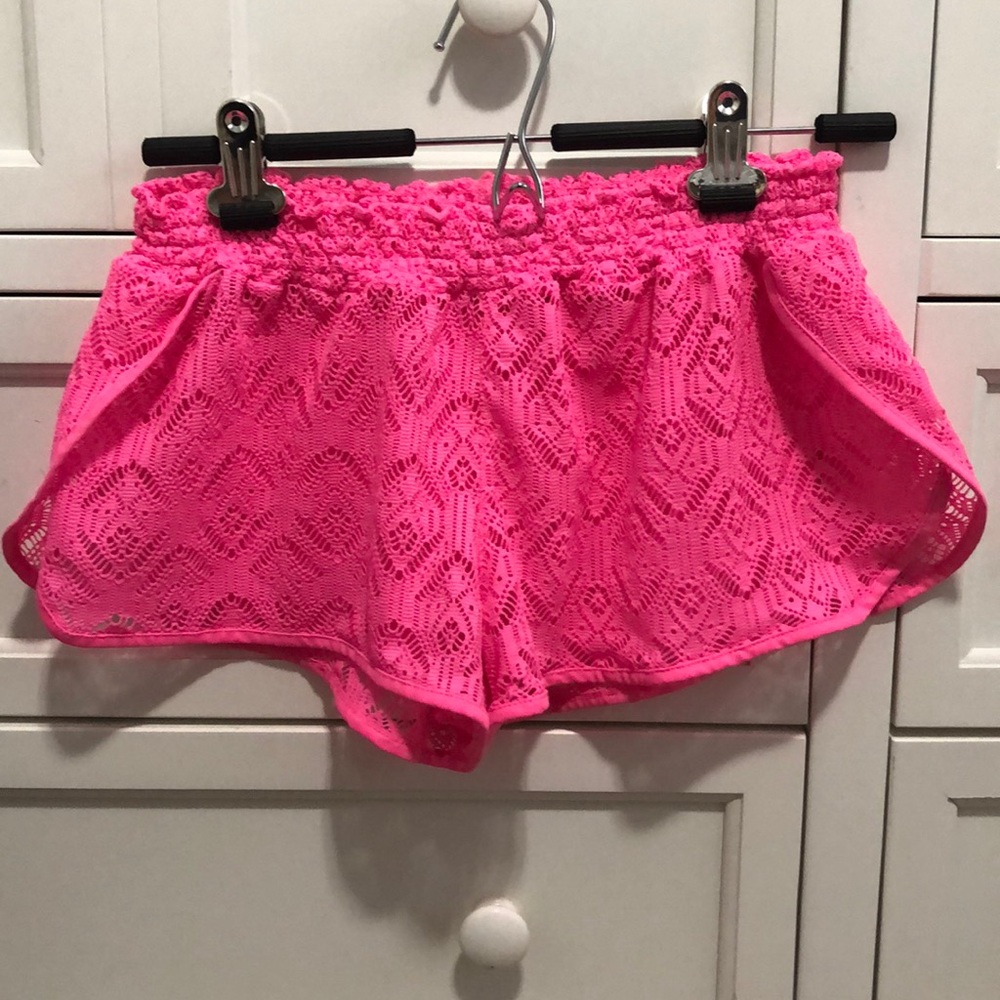 Hot pink bathing suit cover up shorts